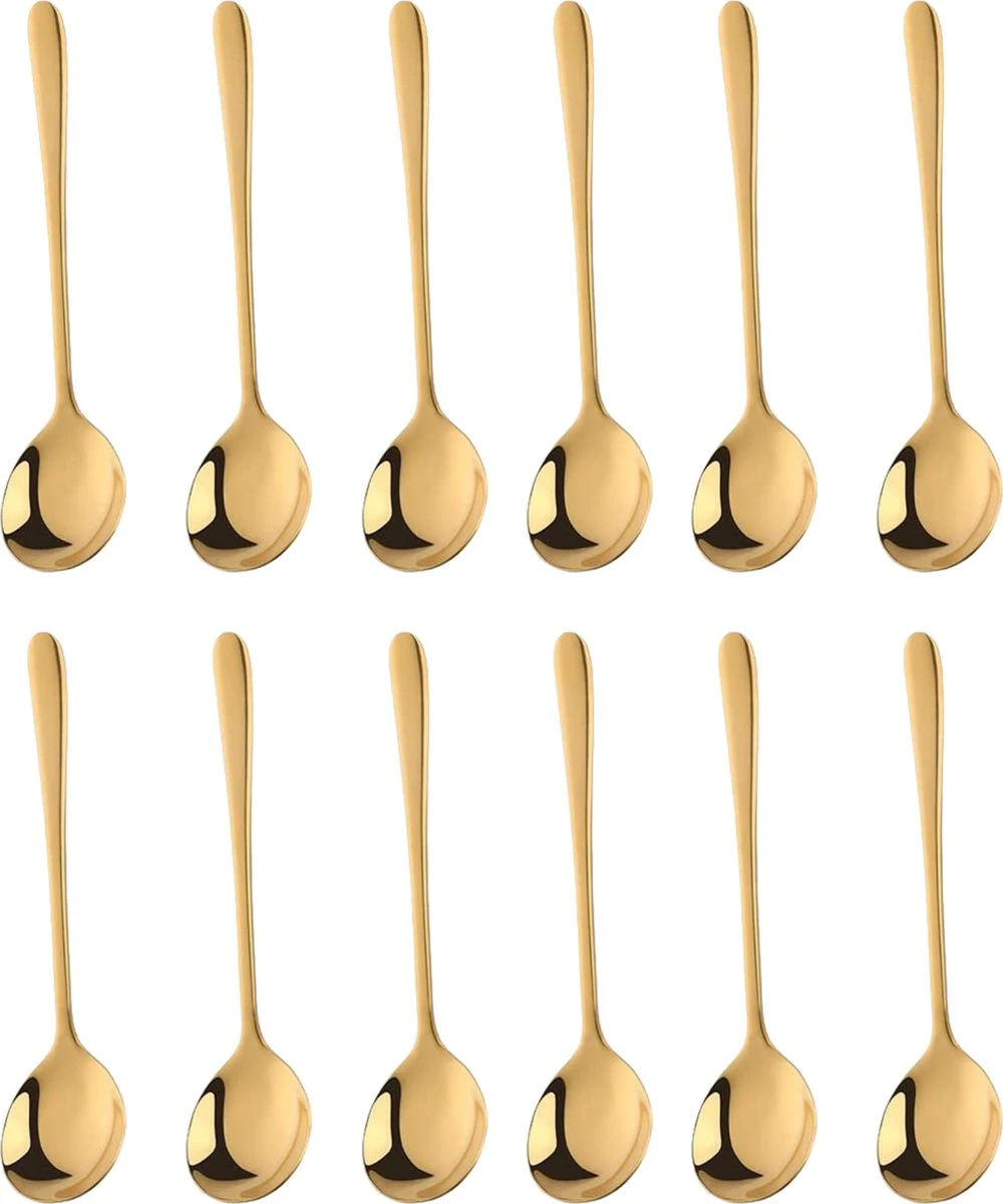 House Of Husk® Koffielepel Set - Theelepel - Koffielepeltjes - Espresso Lepeltjes - RVS - 12cm - 12 Stuks - Goud 3 House Of Husk® Koffielepel Set - Theelepel - Koffielepeltjes - Espresso Lepeltjes - RVS - 12cm - 12 Stuks - Goud