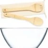 Merkloos Slakom/Serveerschaal En Bamboe Slacouvert - Glas - D28 Cm -Home-Keuken 1055x1200