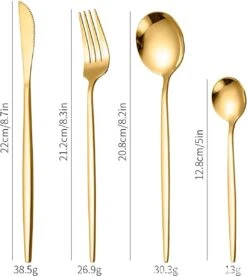 Merkloos Bestekset - 24 Delig Bestekset - 6 Personen - Rood/Goud - Tafellepels/Tafelmessen/Tafelvorken/Koffielepels - Roestvrij Staal -Home-Keuken 1072x1200