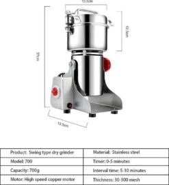 Professionele Graanmolen Elektrisch 700 Gram - Kruiden Maler - Sprice Grinder - Kruidenmolen - RVS - 2500W 15 Professionele Graanmolen Elektrisch 700 Gram - Kruiden Maler - Sprice Grinder - Kruidenmolen - RVS - 2500W -Home-Keuken 1094x1200
