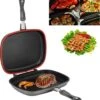 Herenthal Dubbele Grillpan - Ø 28 Cm - Koekenpan - Keramische Pan - Marmeren Coating Met Antiaanbaklaag - PFAS & PFOA Vrij - Pan - Grill - Vermindert Geur, Rook En Oliespatten - Zilver -Home-Keuken 1099x1200