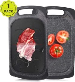 KC Merials Snijplank & Ontdooiplaat 2 In 1- Multifunctionele Snijplank - Kunststof Snijplanken - 2 Tot 10 Keer Sneller Vlees Ontdooien - Hygiënisch, Veilig & Duurzaam.