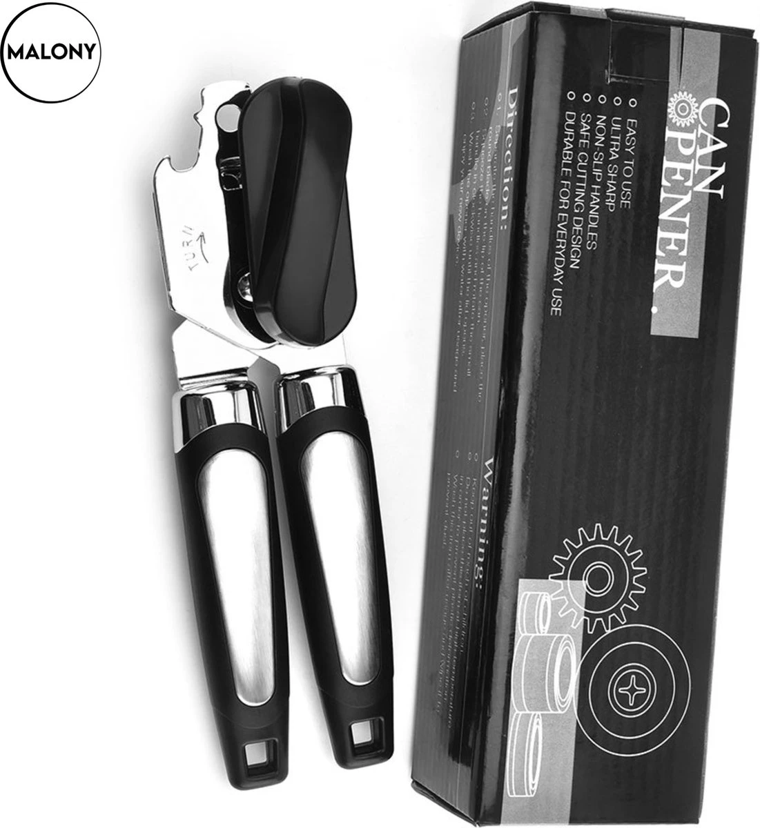 Malony RVS Blikopener - Flesopener - Bieropener - Opener - Stevig Handvat - Vaatwasser Bestendig - Zwart 3 Malony RVS Blikopener - Flesopener - Bieropener - Opener - Stevig Handvat - Vaatwasser Bestendig - Zwart