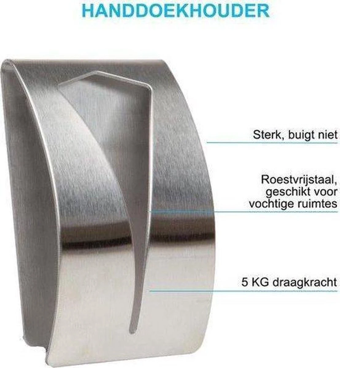 Merkloos 2 Stuks RVS Handdoekhouders - Handdoek Klem - Handdoek Haak 5 Merkloos 2 Stuks RVS Handdoekhouders - Handdoek Klem - Handdoek Haak - Afbeelding 3