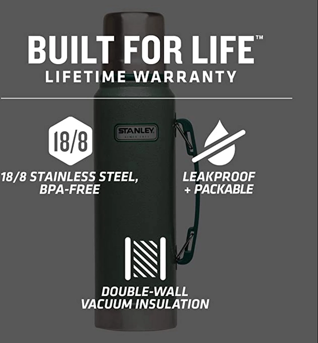 Stanley The Legendary Classic Bottle 2.3L Hammertone Green 10 Stanley The Legendary Classic Bottle 2.3L Hammertone Green - Afbeelding 8