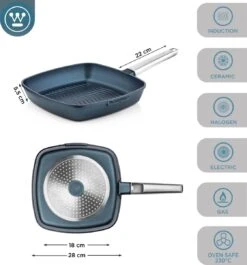 Westinghouse Performance Series - Grillpan Inductie 28cm - Luxe Grillpan - Blauw - Steakpan - Geschikt Voor Alle Warmtebronnen Inclusief Inductie En Ovenbestendig -Home-Keuken 1120x1200 6