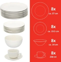Alpina Tafelservies - Serviesset 40-delig - 8 Persoons - Vaatwasserbestendig - Geschikt Voor Magnetron - Wit -Home-Keuken 1175x1200 3