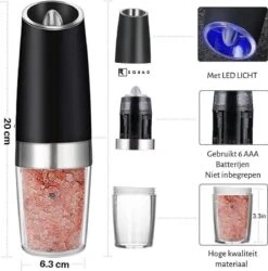 RSQUAD® - Elektrische Zout Pepermolen - 1x Automatische Peper Zoutmolen - Kruidenmolen - Met Blauw LED Licht - Zwart 13 RSQUAD® - Elektrische Zout Pepermolen - 1x Automatische Peper Zoutmolen - Kruidenmolen - Met Blauw LED Licht - Zwart -Home-Keuken 1184x1200 1