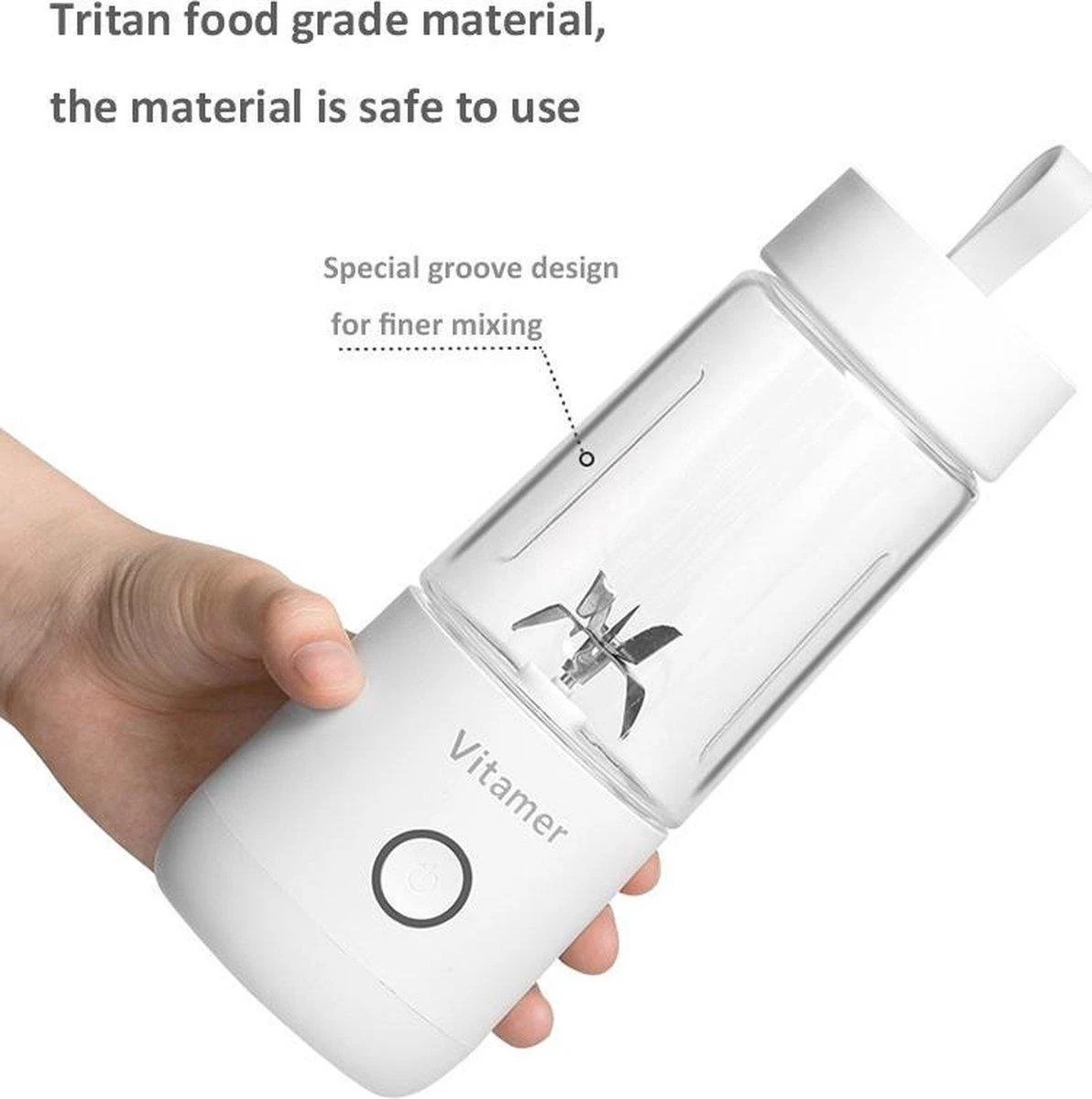 Merkloos Mini Blender - Smoothie Maker - Compact Blender - Draagbare Blender - Oplaadbare Mini Blender - Portable Blender - Draagbare Mini Blender - Lichtgewicht - Vitamer 4 Bladen - Fruit Juicer - Fruit Blender - Blender - Blender - Blenders - Keukenmachines 5 Merkloos Mini Blender - Smoothie Maker - Compact Blender - Draagbare Blender - Oplaadbare Mini Blender - Portable Blender - Draagbare Mini Blender - Lichtgewicht - Vitamer 4 Bladen - Fruit Juicer - Fruit Blender - Blender - Blender - Blenders - Keukenmachines - Afbeelding 3