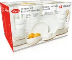 Alpina Tafelservies - Serviesset 40-delig - 8 Persoons - Vaatwasserbestendig - Geschikt Voor Magnetron - Wit -Home-Keuken 1200x1005 2