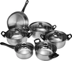 KitchenPrince 12-Delige Pannenset RVS - Pottenset - Kookpannen - Koekenpan - Steelpan - Bakpan - PFAS-Vrij - Pannenset - Pannenset Inductie - Antiaanbaklaag - Koekenpannenset -Home-Keuken 1200x1008