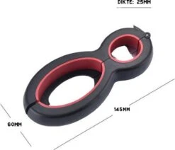 Multifunctionele Opener - 6-in-1 Keuken Hulp - Ouderen Opener - Fles Opener - Bier Opener - Pot Opener - Zak Opener - Veiligheidszegels Verwijderen - Doppen Losdraaien - Allesopener - Zwart/Rood -Home-Keuken 1200x1032 6