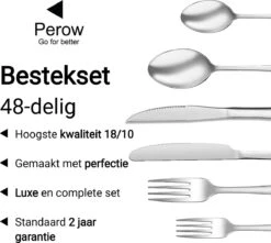 Perow 8 Persoons Bestekset - 48 Delig - 18/10 Edelstaal - Lepels, Messen, Vorken & Steakmessen - Vaatwasser Bestendig - Zilver 12 Perow 8 Persoons Bestekset - 48 Delig - 18/10 Edelstaal - Lepels, Messen, Vorken & Steakmessen - Vaatwasser Bestendig - Zilver -Home-Keuken 1200x1073 2