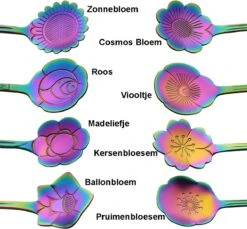 Fako Bijoux® - Bloemen Lepels Set - Theelepel / Koffielepel - 12cm - Regenboog - 8 Stuks 8 Fako Bijoux® - Bloemen Lepels Set - Theelepel / Koffielepel - 12cm - Regenboog - 8 Stuks -Home-Keuken 1200x1113 4