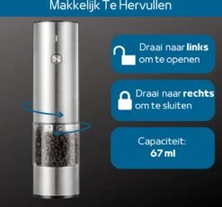 GOV Elektrische Peper- En Zoutmolen RVS XL Oplaadbaar - Automatische Pepermolen -Home-Keuken 1200x1121 1