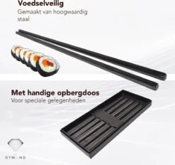 Dymund® Chopsticks - 5 Persoons Eetstokjes Set - Herbruikbaar - RVS - Zwart -Home-Keuken 1200x1125 1