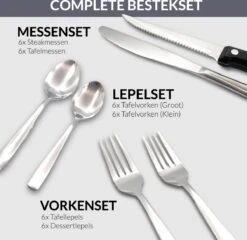 Master Knives 6 Persoons Bestekset (36-delig) - Lepels, Messen, Vorken & Steakmessen - Vaatwasserbestendig - Zilver / RVS 16 Master Knives 6 Persoons Bestekset (36-delig) - Lepels, Messen, Vorken & Steakmessen - Vaatwasserbestendig - Zilver / RVS -Home-Keuken 1200x1166 5