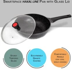 Marble Coating Wokpan Inductie - Met Glazen Deksel - Zwart - 30 Cm -Home-Keuken 1200x1169