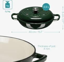 Navaris Gietijzeren Stoofpan Met Deksel- 3,5 Liter Gietijzeren Ovenschaal Van Email - Geschikt Voor Alle Warmtebronnen - Groen -Home-Keuken 1200x1171 2