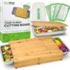 Ecowize 3-in-1 Bamboe Snijplank Met Opvangbak - Snijplank Hout Incl. 3 Roestvrijstalen Opvangbakjes Met Bamboe Deksel, 4 Inzetbare Raspen - Groentesnijder, Hakblok, Borrelplank, Tapasplank, Broodplank - 40x30cm - Duurzaam Cadeau -Home-Keuken 1200x1175 1