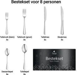 Perow 8 Persoons Bestekset - 48 Delig - 18/10 Edelstaal - Lepels, Messen, Vorken & Steakmessen - Vaatwasser Bestendig - Zilver 17 Perow 8 Persoons Bestekset - 48 Delig - 18/10 Edelstaal - Lepels, Messen, Vorken & Steakmessen - Vaatwasser Bestendig - Zilver -Home-Keuken 1200x1177 1