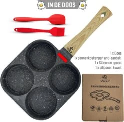 W&Z® Pannenkoekenpan Inductie - Pancake Pan - Omeletpan - Omeletmaker -Eierpan- Anti Aanbak - 4 Vakjes -Home-Keuken 1200x1179