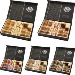 Merkloos Melili Bestekset-Bestek Set 24-delig-6 Persoons Bestekset-tafelmes-tafelvork-soeplepel-dessertlepel-roestvrijstalen Bestekset-multi Kleur -Home-Keuken 1200x1195 3