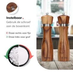 Deleca Peper En Zoutmolen Set - Handmatig Design - Pepermolen - Incl. Geschenkdoos - Premium FSC Acacia Hout - 20 Cm -Home-Keuken 1200x1200 1010