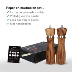Deleca Peper En Zoutmolen Set - Handmatig Design - Pepermolen - Incl. Geschenkdoos - Premium FSC Acacia Hout - 20 Cm -Home-Keuken 1200x1200 1016