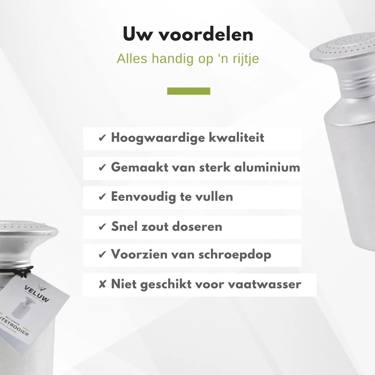 Veluw Zoutstrooier Aluminium - Professionele Zoutstrooier Horeca - Met Schroefdop - Ø8x(H)19,5cm 6 Veluw Zoutstrooier Aluminium - Professionele Zoutstrooier Horeca - Met Schroefdop - Ø8x(H)19,5cm - Afbeelding 4
