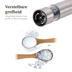 Sybra Peper En Zoutmolen Elektrisch – Peper En Zoutmolen Set Elektrisch – Pepermolen En Zoutmolen – Hoogwaardig RVS – Inclusief Houder -Home-Keuken 1200x1200 1027