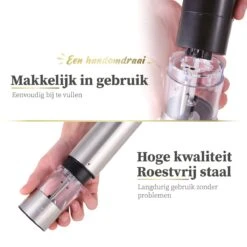 Sybra Peper En Zoutmolen Elektrisch – Peper En Zoutmolen Set Elektrisch – Pepermolen En Zoutmolen – Hoogwaardig RVS – Inclusief Houder -Home-Keuken 1200x1200 1031