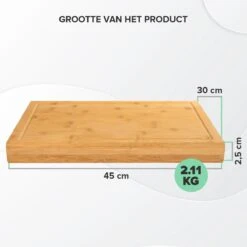 Houten Snijplank Coninx Voor Werkblad Of Tafel | Snijplank Met Steunrand En Sapgroef | 45x30CM | 2,5CM Dik | Bamboe -Home-Keuken 1200x1200 1070