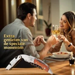 Bar Essentials Heavy Duty Kelnersmes - Wijn Opener - Kurkentrekker Wijn - Sommeliersmes - Tweetraps Hefboom - Hout -Home-Keuken 1200x1200 1083