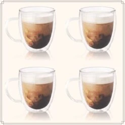 OTIX Dubbelwandige Koffieglazen - Koffiekopjes - 180 Ml - Set Van 4 - Transparant - Latte Macchiato Glazen -Home-Keuken 1200x1200 1399