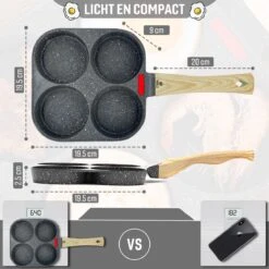 W&Z® Pannenkoekenpan Inductie - Pancake Pan - Omeletpan - Omeletmaker -Eierpan- Anti Aanbak - 4 Vakjes -Home-Keuken 1200x1200 232