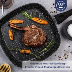 Westinghouse Grillpan - Ø 28 Cm - Zwart Marmer - Geschikt Voor Alle Warmtebronnen Inclusief Inductie - Steakpan Met Antiaanbaklaag- Aluminium -Home-Keuken 1200x1200 25