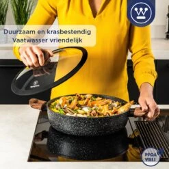 Westinghouse Hapjespan Inductie - Ø 32 Cm - Zwart Marmer - Speciale Editie - Met Deksel -Home-Keuken 1200x1200 305