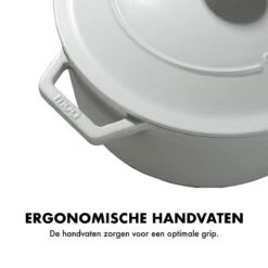 MOA Gietijzeren Braadpan - Inhoud 5,7 Liter - 26CM - Rond - Alle Warmtebronnen - Ook Voor Inductie - Gewicht 5,8 Kg - Wit - C26W -Home-Keuken 1200x1200 399