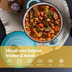 Chefarone Gietijzeren Pan - Braadpan Inclusief Deksel - Geschikt Voor Alle Warmtebronnen - Geëmailleerd Blauw 16 Chefarone Gietijzeren Pan - Braadpan Inclusief Deksel - Geschikt Voor Alle Warmtebronnen - Geëmailleerd Blauw -Home-Keuken 1200x1200 421