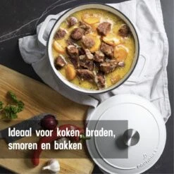 Daumonet Carême Blanc Gietijzeren Braadpan - Sudderpan Wit - Rond - Ø 26 Cm - 4,4 Liter - 100% PFAS & PFOA Vrij - Emaille - Geschikt Voor Alle Warmtebronnen - Elektrisch - Gas - Halogeen - Inductie - Keramisch - Vaatwasserbestendig 15 Daumonet Carême Blanc Gietijzeren Braadpan - Sudderpan Wit - Rond - Ø 26 Cm - 4,4 Liter - 100% PFAS & PFOA Vrij - Emaille - Geschikt Voor Alle Warmtebronnen - Elektrisch - Gas - Halogeen - Inductie - Keramisch - Vaatwasserbestendig -Home-Keuken 1200x1200 431