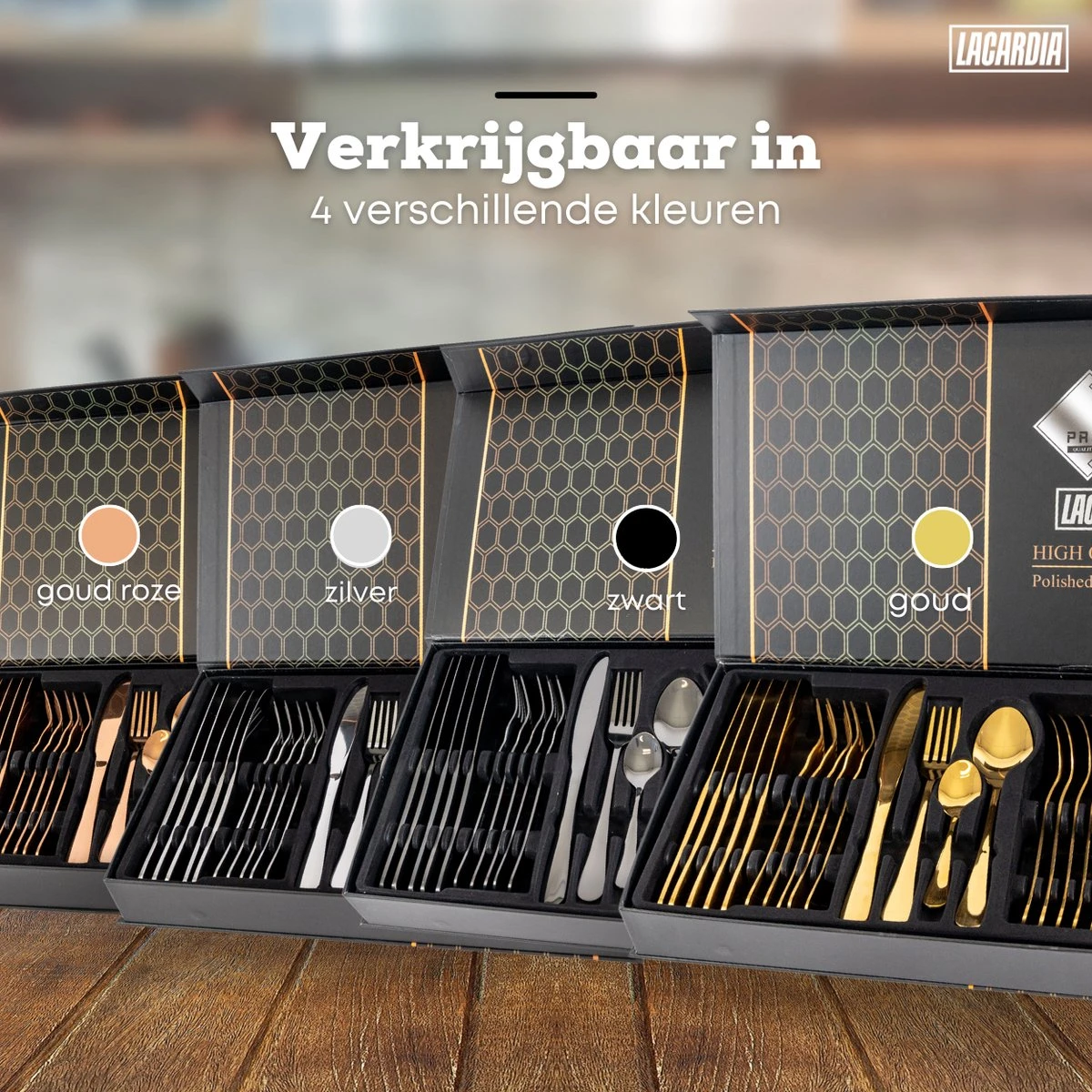 LaCardia Bestekset Glans Zwart – 24-delig Bestek – 6 Persoons – Bestek Zwart Voor 6 Personen 3 LaCardia Bestekset Glans Zwart – 24-delig Bestek – 6 Persoons – Bestek Zwart Voor 6 Personen - Afbeelding 2