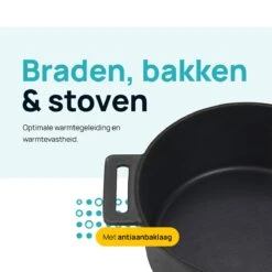 MOA Gietijzeren Braadpan - Inhoud 7,1 Liter - 29CM - Rond - Alle Warmtebronnen - Ook Voor Inductie - Gewicht 7,6 Kg - Zwart - MC29B -Home-Keuken 1200x1200 56