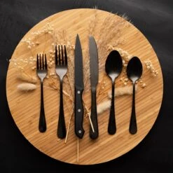 OEC Kitchen Bestekset 36-delig - Zwart - 6 Persoons - Steakmessen - Messen - Vorken - Lepels - RVS -Home-Keuken 1200x1200 574