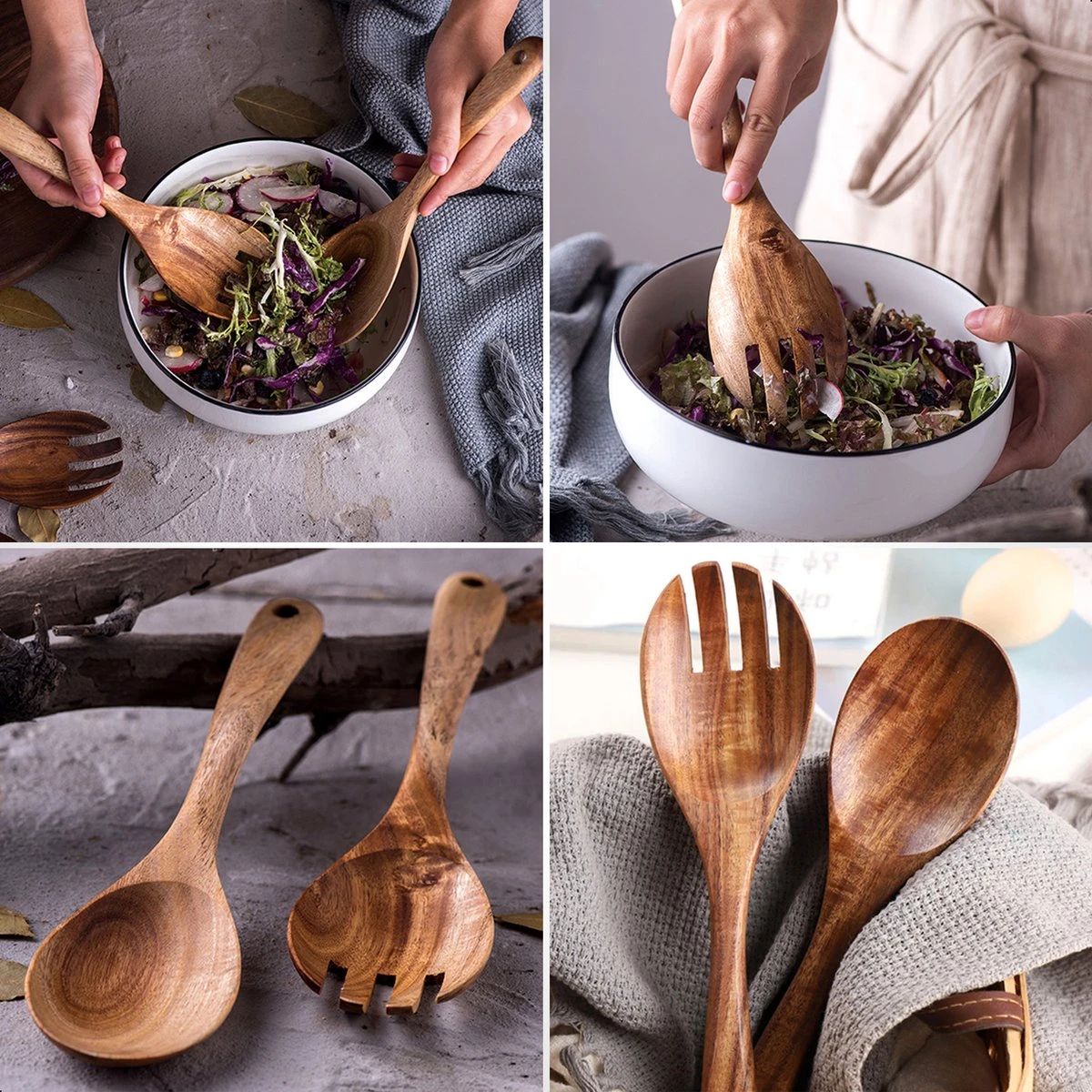 Dayshake Olijfhouten Slabestek 2-delig - Luxe Slacouvert - Duurzaam Salade Bestek - Saladebestek - Vaatwasserbestendig 7 Dayshake Olijfhouten Slabestek 2-delig - Luxe Slacouvert - Duurzaam Salade Bestek - Saladebestek - Vaatwasserbestendig - Afbeelding 5