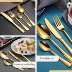 SensaHome - 20-Delige Bestek Set - Inclusief Mes/Vork/Lepel - 4 Personen - Goud -Home-Keuken 1200x1200 644
