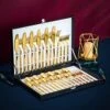 Cadeau 30-delige Gouden Zilverwerk Set Bestekset, Velaze 18/10 Roestvrijstalen Gebruiksvoorwerpen Service Voor 6 Personen Inclusief Dinerlepel, Diner Vork, Diner Mes, Dessertvork En Theelepel, Spiegel Gepolijst Ontwerp