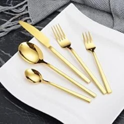 Cadeau 30-delige Gouden Zilverwerk Set Bestekset, Velaze 18/10 Roestvrijstalen Gebruiksvoorwerpen Service Voor 6 Personen Inclusief Dinerlepel, Diner Vork, Diner Mes, Dessertvork En Theelepel, Spiegel Gepolijst Ontwerp -Home-Keuken 1200x1200 667