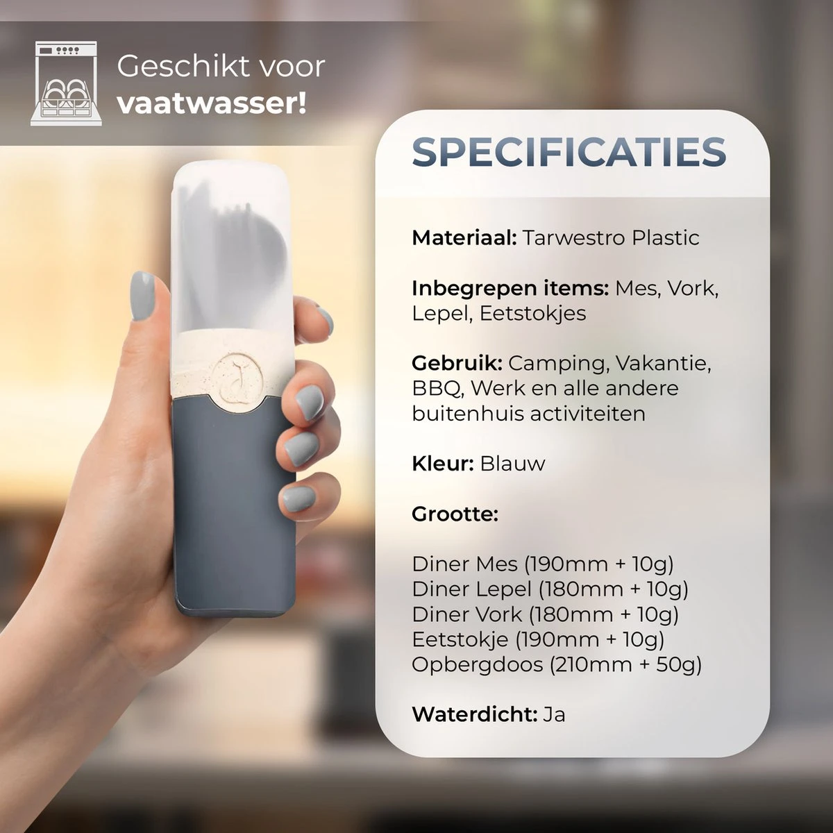 LDGoods Reisbestek Bestekset 5-delig Blauw - Meeneembestek - Meal Prep Bakjes Bestek - Kampeer Servies - Bestek To Go - Duurzaam Materiaal 8 LDGoods Reisbestek Bestekset 5-delig Blauw - Meeneembestek - Meal Prep Bakjes Bestek - Kampeer Servies - Bestek To Go - Duurzaam Materiaal - Afbeelding 6