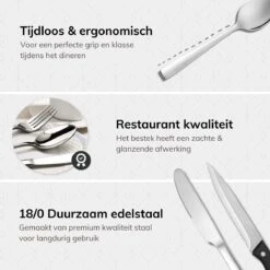 Deleca 6 Persoons Bestekset (36-delig) - Lepels, Messen, Vorken & Steakmessen - Vaatwasserbestendig - Zilver / RVS 17 Deleca 6 Persoons Bestekset (36-delig) - Lepels, Messen, Vorken & Steakmessen - Vaatwasserbestendig - Zilver / RVS -Home-Keuken 1200x1200 684
